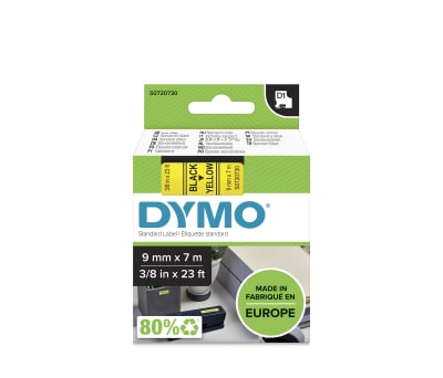 Product image for DYMO D1 BLK ON YELLOW LABELLING TAPE,9MM
