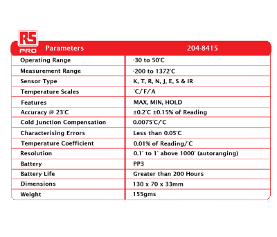 Product image for RS PRO E, J, K, N, R, S, T Input Handheld Digital Multifunction Thermometer, for HVAC, Industrial Use