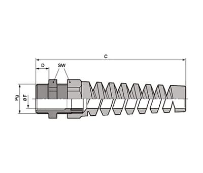 Product image for Cable gland, nylon, black, PG16, IP68