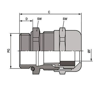 Product image for Cable gland, metal, PG29, IP68