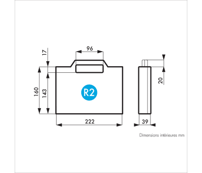 Product image for BLACK CASE FIXED HANDLE,222MM D