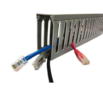 Product image for Grey PVC open slot trunking,50x50mm 2m L