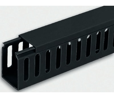 Product image for Blk PVC closed slot trunking60x60mm 2m L