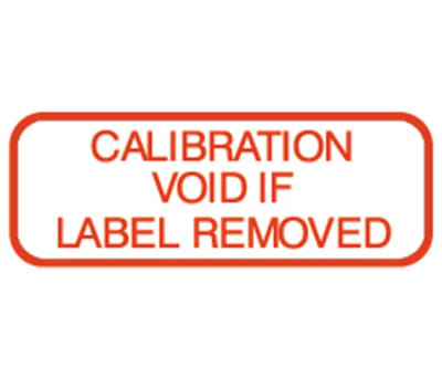 Product image for Red label 'CALIBRATION VOID.REMOVED'