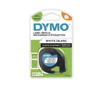 Product image for PLASTIC BLACK ON WHT LETRATAG LABEL TAPE