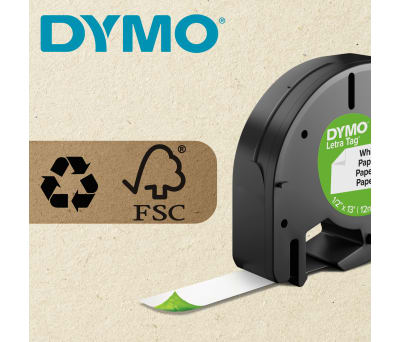 Product image for PLASTIC BLACK ON WHT LETRATAG LABEL TAPE