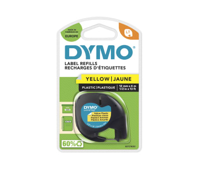 Product image for PLASTIC BLACK ON YEL LETRATAG LABEL TAPE