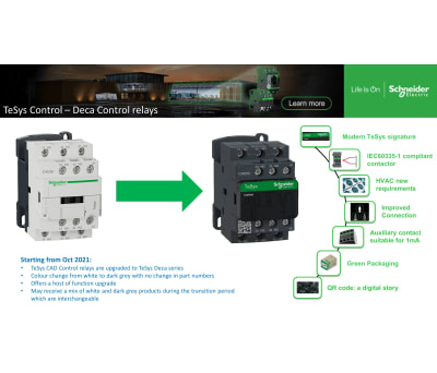 Product image for Schneider Electric Control Relay - 2NO + 2NC, 10 A Contact Rating, TeSys