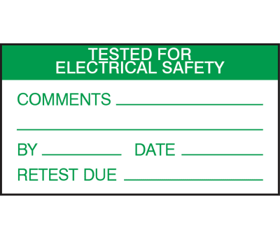 Product image for Grn label 'TESTED FOR ELECTRICAL SAFETY'