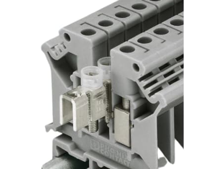 Product image for Phoenix Contact Grey UK 6 N Standard Din Rail Terminal, 24 - 8 AWG, 0.2 - 6mm², ATEX, 800 V