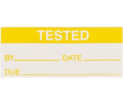 Product image for Yellow monthly write-on label 'TESTED'