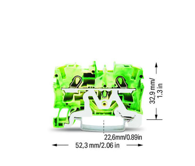 Product image for DIN RAIL TERMINAL 2X 4 MM2 GREEN/YELLOW