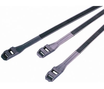 Product image for RS PRO Black Nylon Double Locking Cable Tie Cable Tie, 760mm x 9 mm