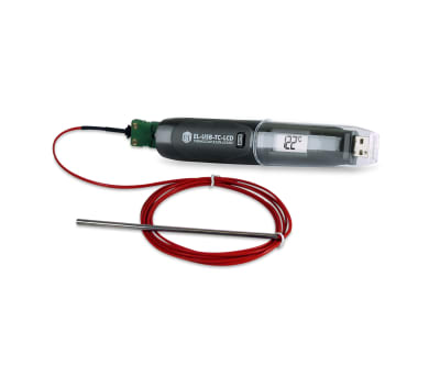 Product image for Lascar EL-USB-TC-LCD Temperature Data Logger with J, K, T, Thermocouple Sensor, 1 Input Channels