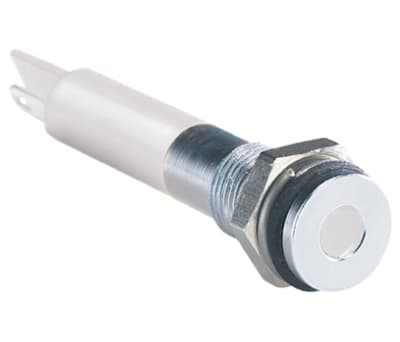 Product image for 8mm flush bright chrome LED, white 24Vdc