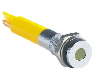 Product image for 6mm flush bright chrome LED,yellow 24Vdc