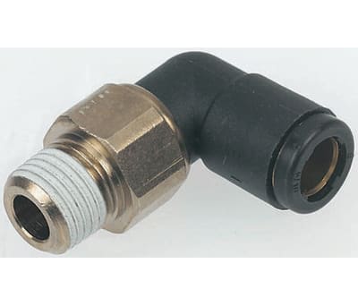 Product image for Legris Threaded-to-Tube Elbow Connector R 1/8 to Push In 4 mm, 3159 Series, 20 bar