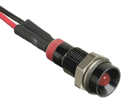 Product image for 6mm recessed black LED wires, red 2Vdc