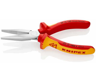 Product image for Knipex 160 mm Chrome Vanadium Steel Long Nose Pliers With 46.5mm Jaw Length