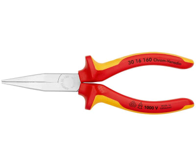 Product image for Knipex 160 mm Chrome Vanadium Steel Long Nose Pliers With 46.5mm Jaw Length