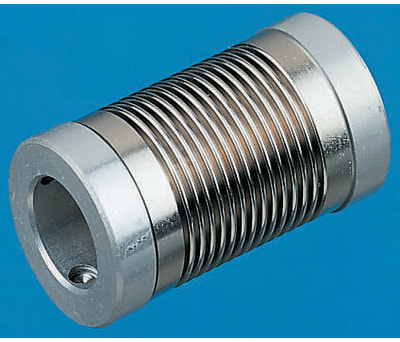 Product image for Huco Electrodeposited Nickel 12mm OD Bellows Coupling With Set Screw Fastening