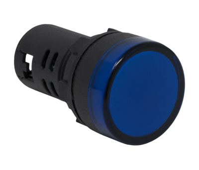 Product image for RS PRO, Panel Mount Blue LED Pilot Light, 22mm Cutout, IP65, 24 V ac/dc