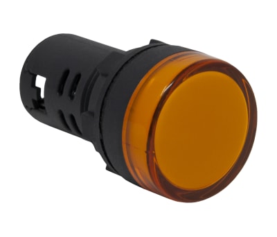 Product image for RS PRO, Panel Mount Yellow LED Pilot Light, 22mm Cutout, IP65, 110 V ac