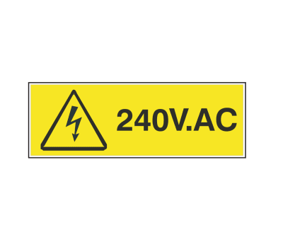 Product image for 240 V a.c. Hazard label, 20x60mm