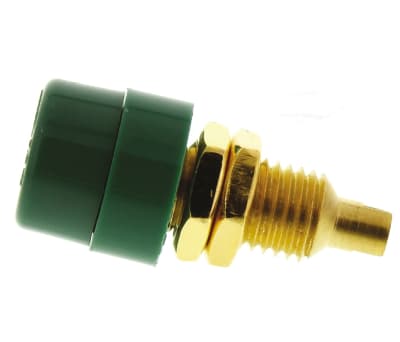 Product image for 4mm panel socket,green,gold plate,32A