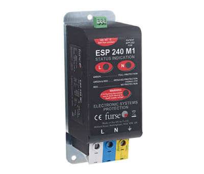 Product image for WJ Furse ESP M1 Series 280 V Maximum Voltage Rating 6.25 kA, 80 kA Maximum Surge Current Mains Surge Protector, Panel