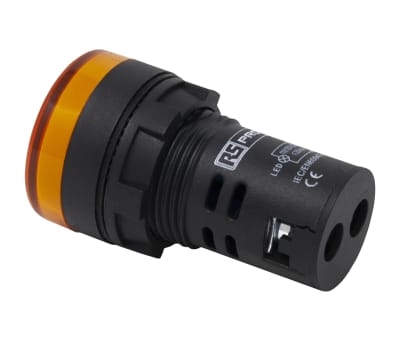 Product image for RS PRO, Panel Mount Yellow LED Indicator, 22mm Cutout, IP65, 12V ac/dc