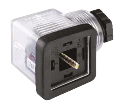 Product image for RS PRO 3P+E DIN 43650 A, Female Solenoid Valve Connector, 48 V dc Voltage