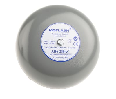 Product image for Moflash AB6 Grey Single Tone Siren, 230 V, 103dB at 1 Metre, Wall Mount, IP44