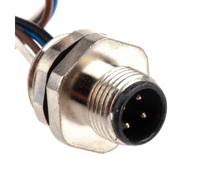 Product image for RS PRO Connector, 4 contacts Panel Mount M12 Plug, Pre-Wired IP67