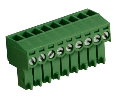 Product image for 3.5mm PCB terminal block, R/A plug, 9P