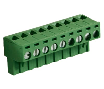 Product image for 5mm PCB terminal block, R/A plug, 9P