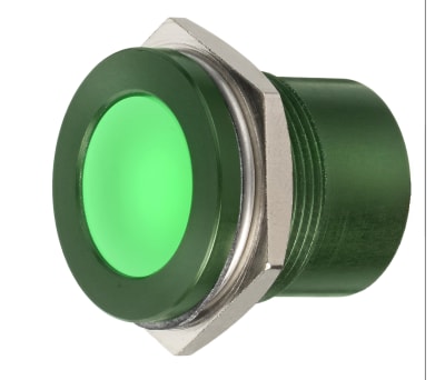 Product image for 22mm flush anodised LED, green 28Vac/dc