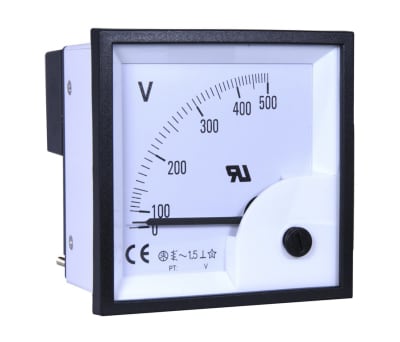 Product image for AC Voltmeter 72x72mm 90 deg scale 500V