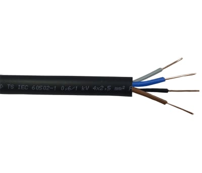 RS PRO 4 Core NYY-J Power Cable, 1.5 mm², 50m, Black PVC Sheath, 1