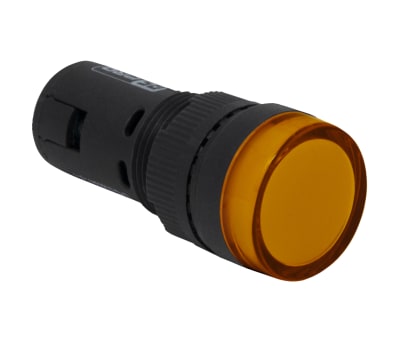 Product image for RS PRO, Panel Mount Yellow LED Pilot Light, 16mm Cutout, IP40, Round, 120 V ac/dc