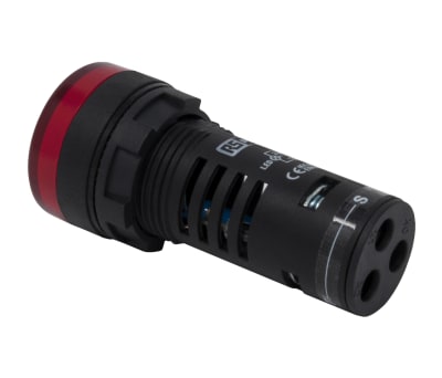 Product image for RS PRO, Panel Mount Red LED Pilot Light Complete With Test Circuit, 22mm Cutout, IP65, Round, 120 V ac/dc