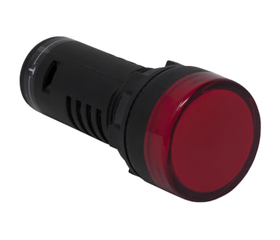 Product image for RS PRO, Panel Mount Red LED Pilot Light Complete With Test Circuit, 22mm Cutout, IP65, Round, 120 V ac/dc