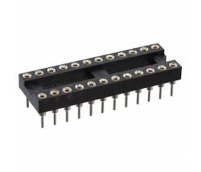 Product image for RS PRO 2.54mm Pitch Vertical 22 Way, Through Hole Turned Pin IC Dip Socket, 3A