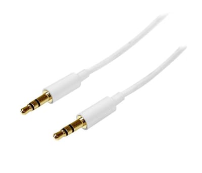 Product image for 1 m White Slim 3.5mm Stereo Audio Cable