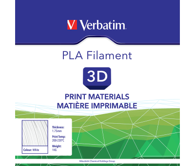 Product image for VERBATIM PLA 1.75MM WHITE 1KG REEL