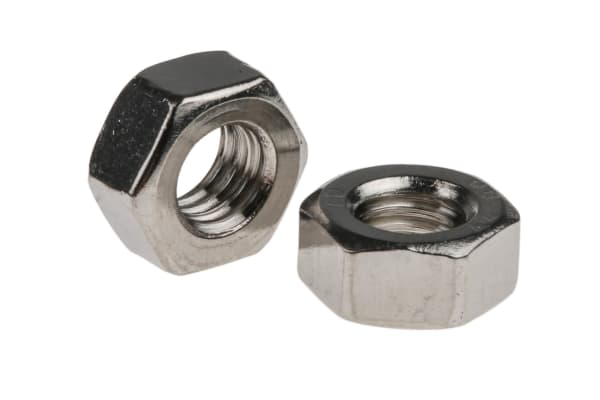 Product image for RS PRO, Plain Stainless Steel Hex Nut, DIN 934, M6