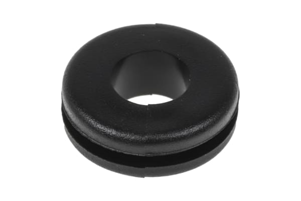 Product image for RS PRO Black PVC 9.5mm Round Cable Grommet for Maximum of 6.4mm Cable Dia.