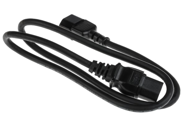 Product image for RS PRO IEC C14 Plug to IEC C15 Socket Power Cord, 1m