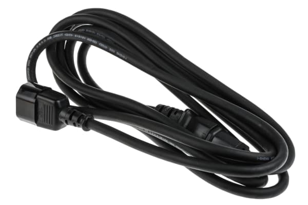 Product image for RS PRO IEC C14 Plug to IEC C15 Socket Power Cord, 3m