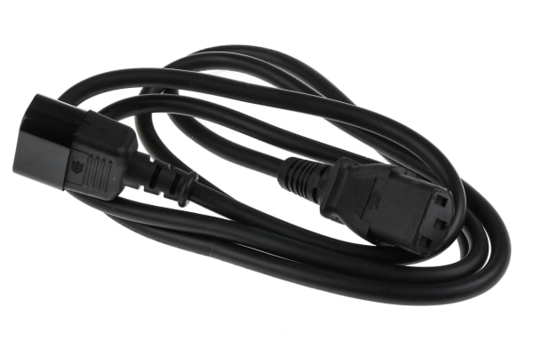 Product image for RS PRO IEC C13 Socket to IEC C14 Plug Power Cord, 1.5m